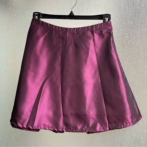 90s Y2K Express World Brand Poly Satin A-Line Skirt in Rich Plum 3/4